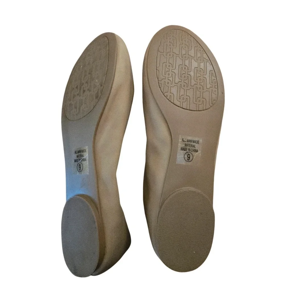 Soda Womens Ballet Flats Beige Round Toe Slip On Comfort Shoes Size 9